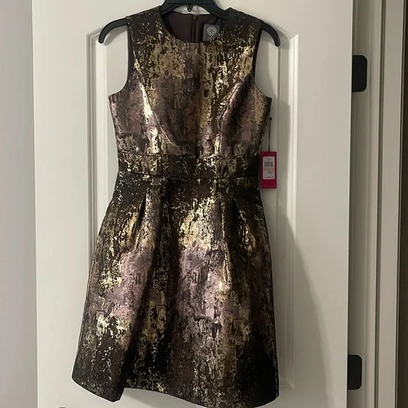 Flare Dress Vince Camuto Jacquard Sheath Dress Vince Camuto Women's Metallic  Jacquard Fit Flare Dress Macy's